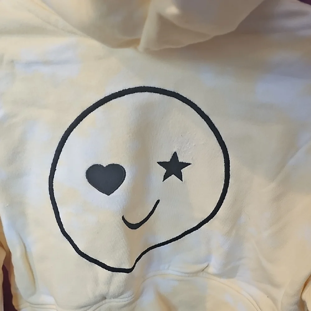 Sugar & Jade NWT Girls Pale Yellow Tie Dye Crop Hoodie With Emoji Graphic Size 8